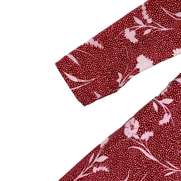 Lands' End Women's Red Pima Cotton Long Sleeve Side Knotted A-Line Dress Size XS - Picture 4 of 12